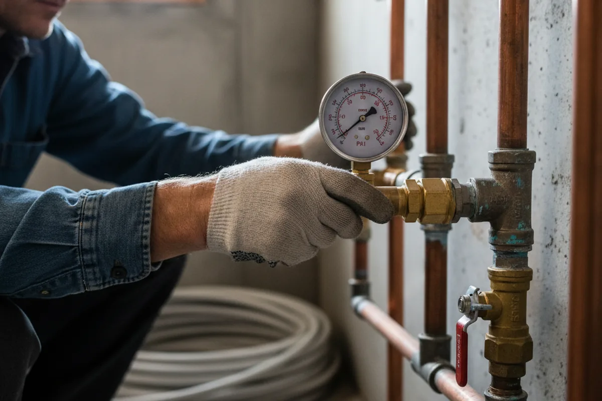 Pressure testing a repaired line during Water Line Repair in Tenafly